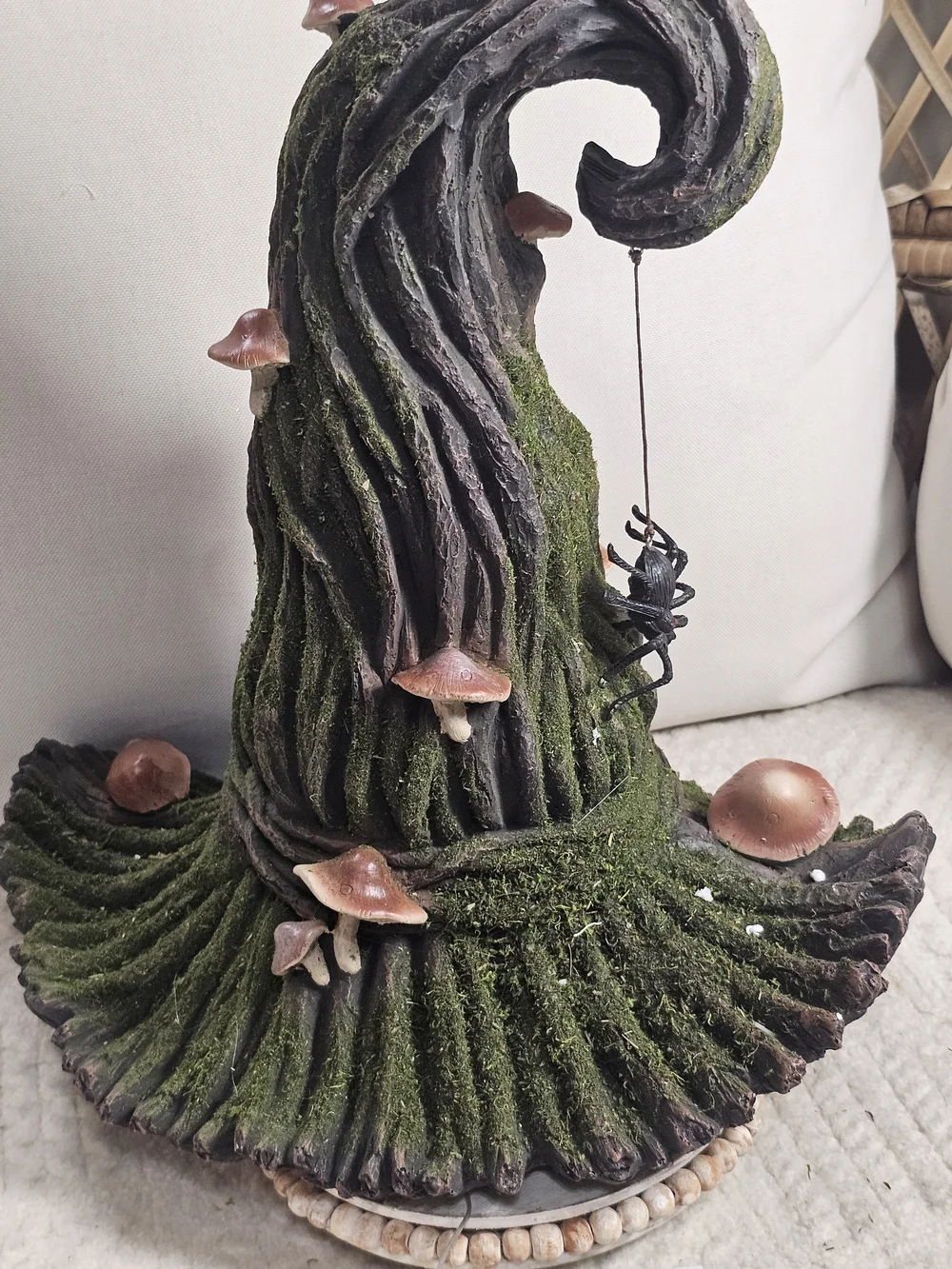 Mushroom-Covered Witch Hat LED Decor Halloween Moss Viral htf